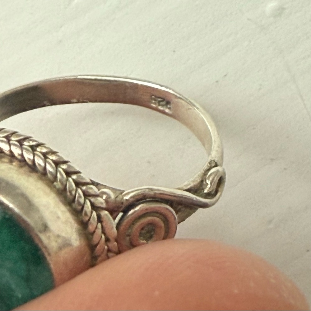 Sterling Green Agate Ring - image 4